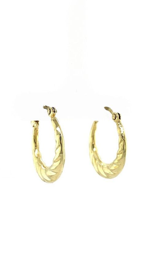 Vintage 14K Gold Fancy Hoop Earrings